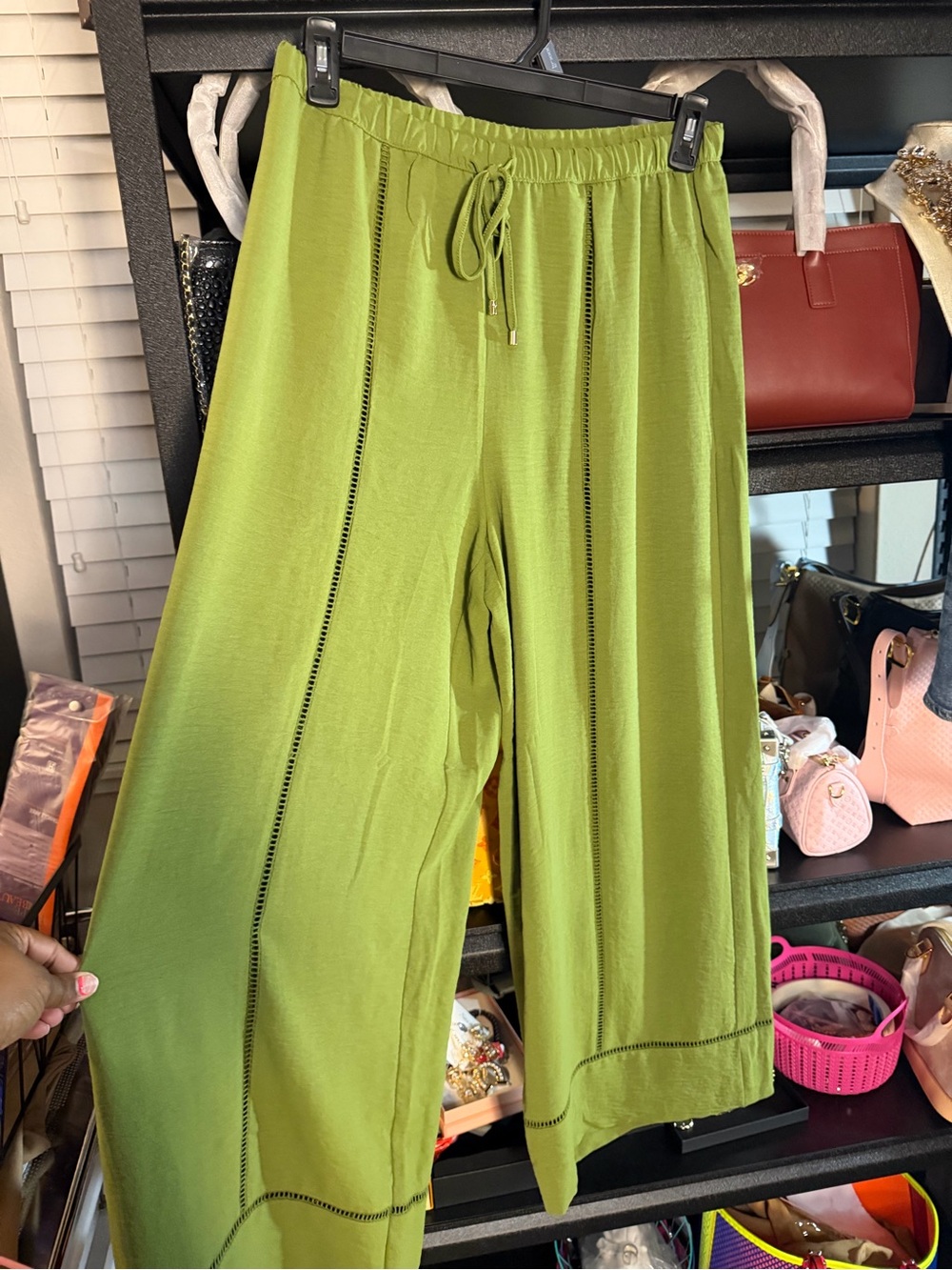 Marc New York Olive Green Wide-Leg Drawstring Pants